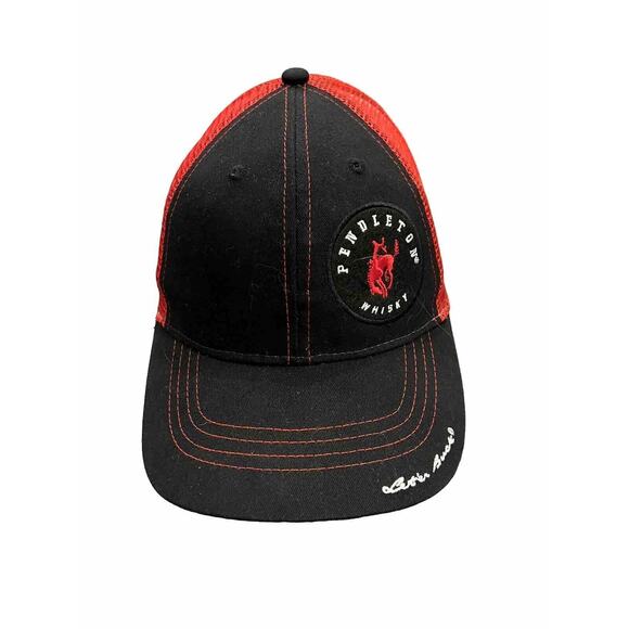 PENDELTON Whisky Mens Black Red Let’er Buck Rodeo Snapback Trucker Hat Cap - Picture 1 of 10